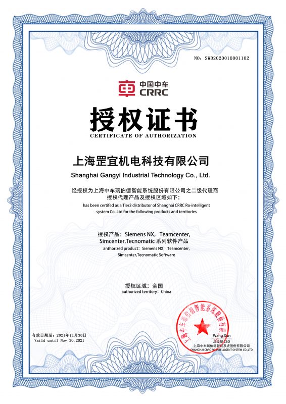 中国中车授权证书